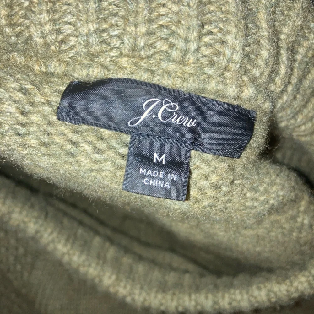 J Crew Cable‎ Knit Balloon Sleeve Sweater Textured Olive Army Green M￼ Oversized